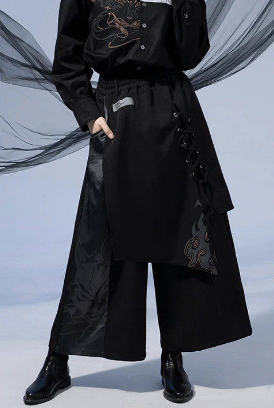 Genshin Impact - Themes of Xiao Irregularly designed culottes Black miHoYo