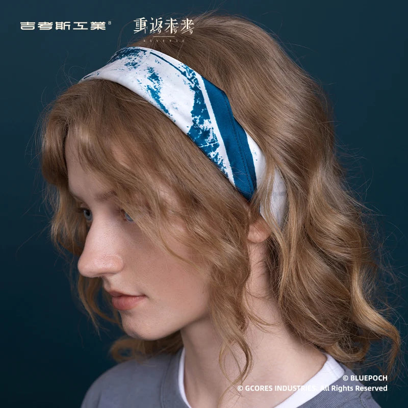 Reverse: 1999 - Woven Rainlines Pure Silk Scarf BLUEPOCH