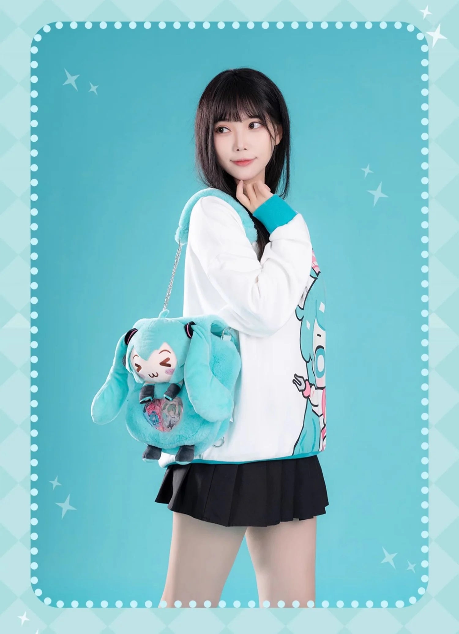 Hatsune Miku - Hatsune Miku Squinty Eyes Plush Multiway Bag Moeyu