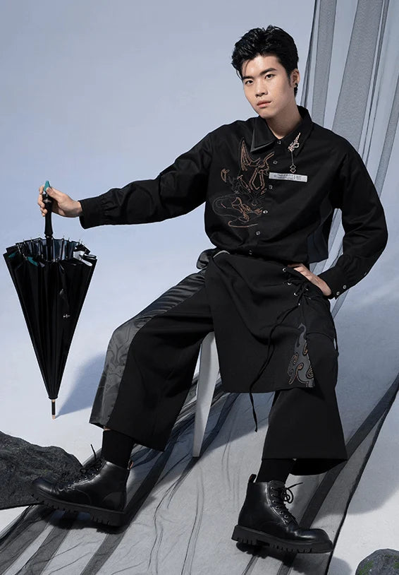 Genshin Impact - Themes of Xiao Irregularly designed culottes Black miHoYo