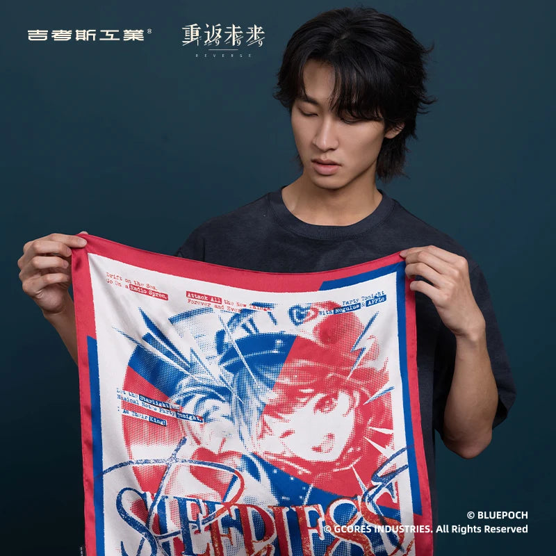 Reverse: 1999 - Woven Rainlines Pure Silk Scarf BLUEPOCH