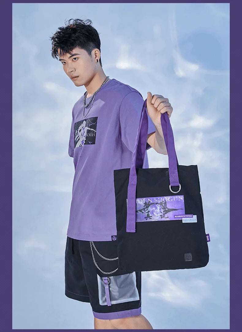 Genshin Impact - Raiden Shogun Character Black Canvas Bag miHoYo