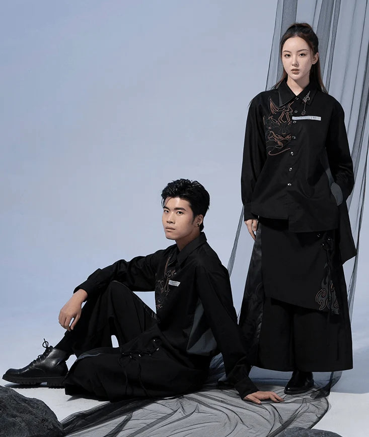 Genshin Impact - Themes of Xiao Irregularly designed culottes Black miHoYo