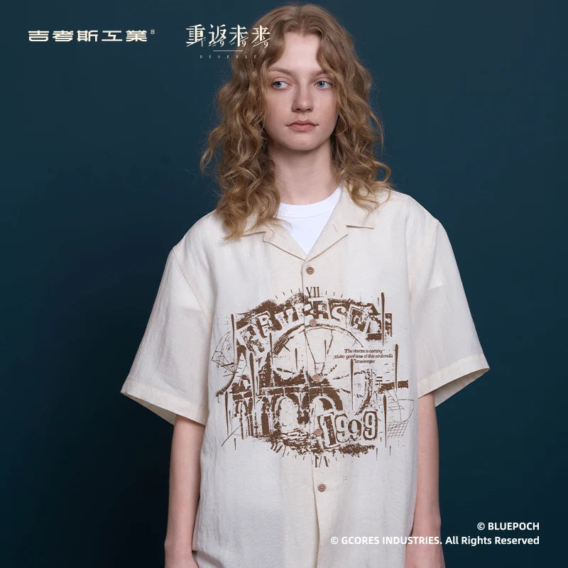 Reverse: 1999 - Woven Rainlines Printed Shirt BLUEPOCH