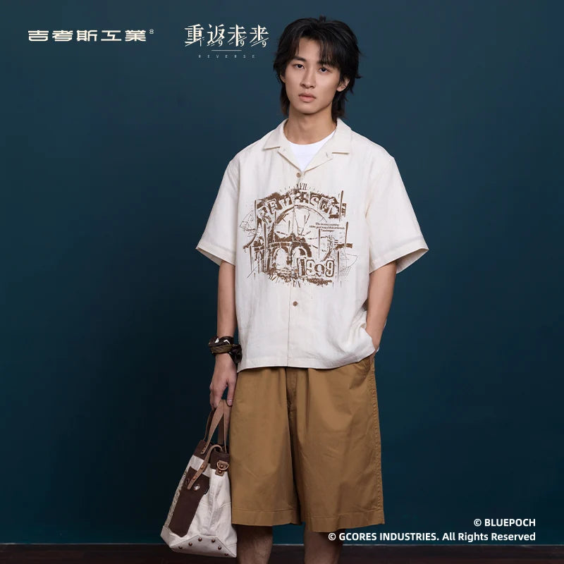 Reverse: 1999 - Woven Rainlines Printed Shirt BLUEPOCH